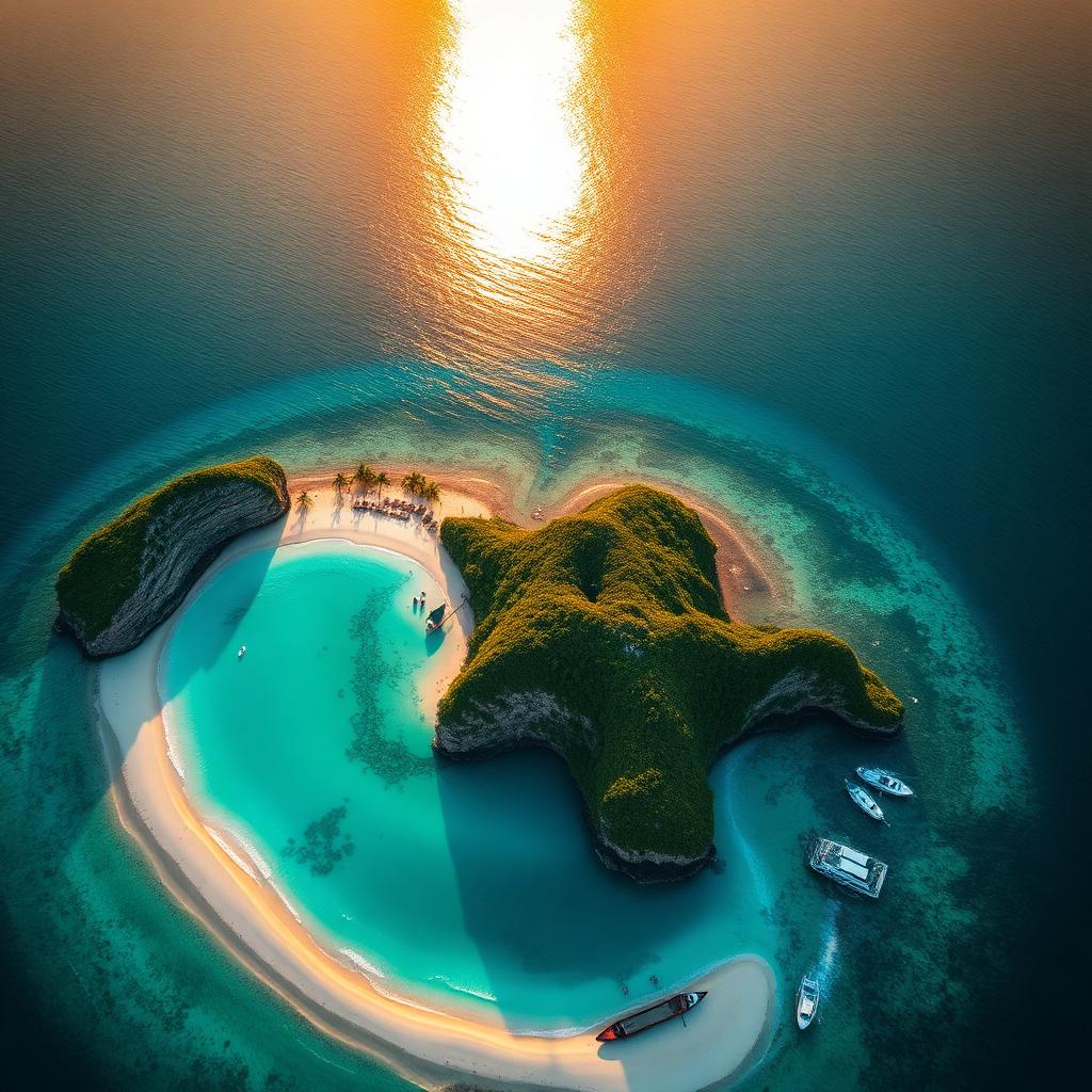 Île paradisiaque vue du ciel